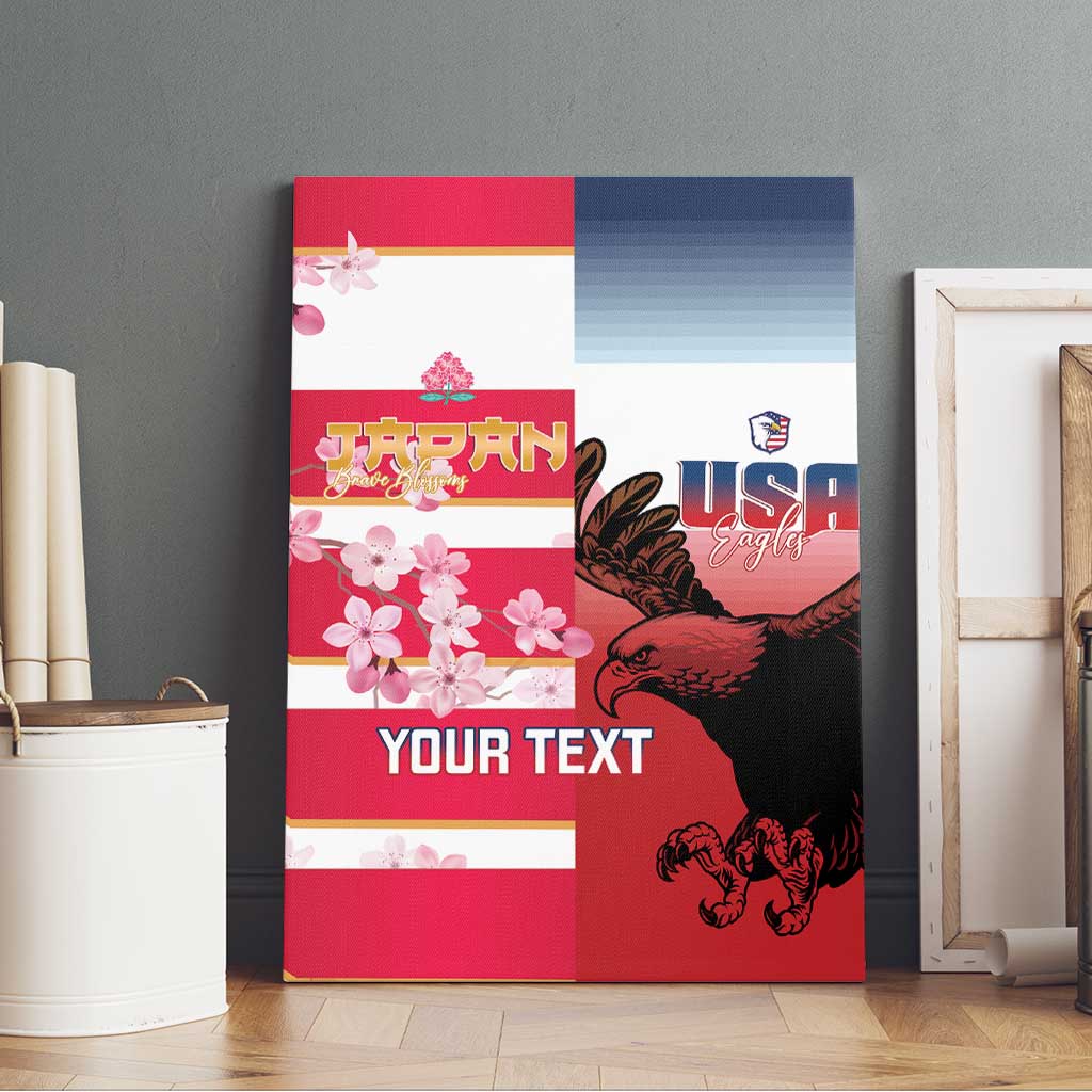 USA and Japan Rugby Custom Canvas Wall Art Eagles Brave Blossoms Together Pacific - Polynesian Pride