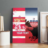 USA and Japan Rugby Custom Canvas Wall Art Eagles Brave Blossoms Together Pacific - Polynesian Pride