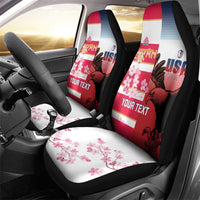 USA and Japan Rugby Custom Car Seat Cover Eagles Brave Blossoms Together Pacific - Polynesian Pride