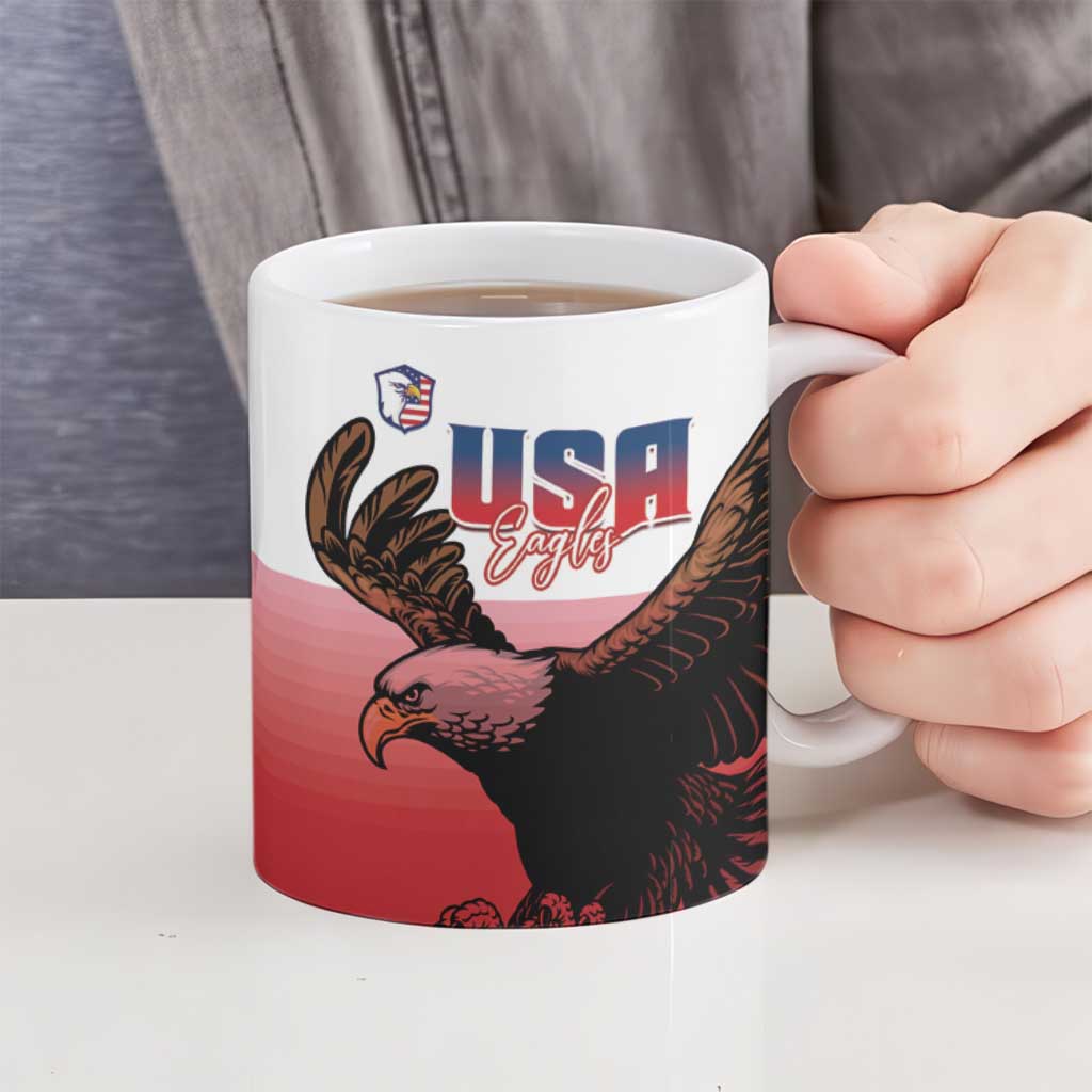 USA and Japan Rugby Ceramic Mug Eagles Brave Blossoms Together Pacific - Polynesian Pride