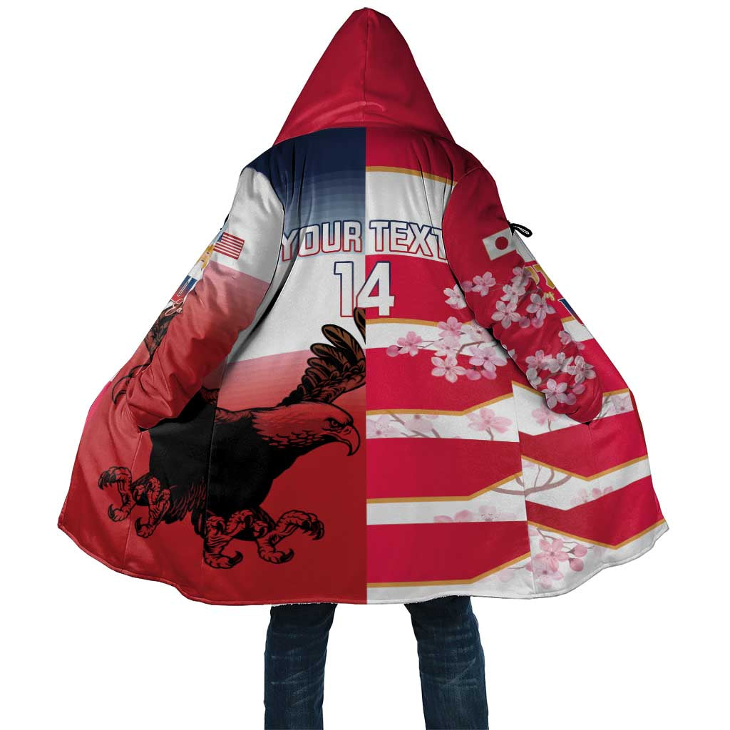 USA and Japan Rugby Custom Cloak Eagles Brave Blossoms Together Pacific - Polynesian Pride
