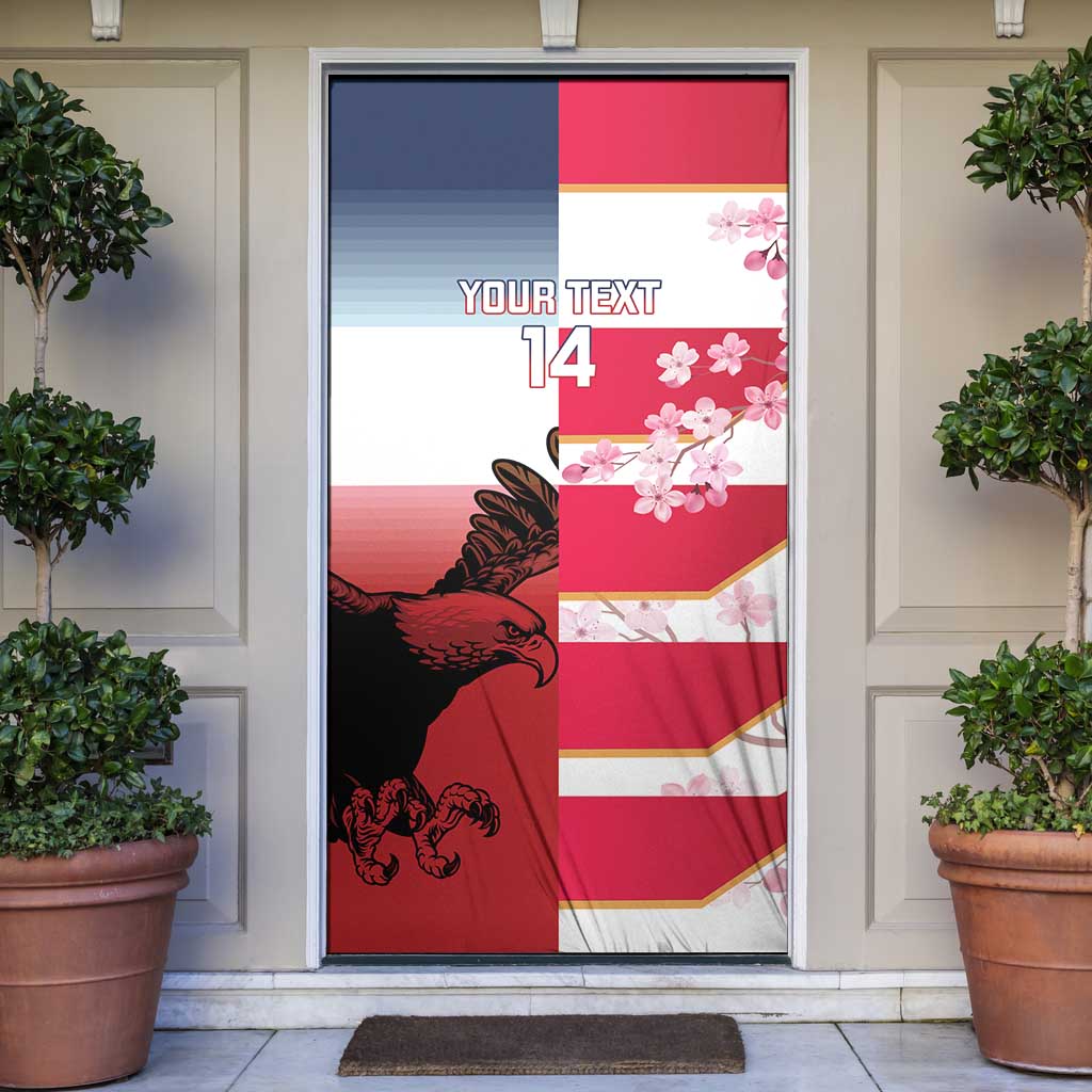 USA and Japan Rugby Custom Door Cover Eagles Brave Blossoms Together Pacific - Polynesian Pride