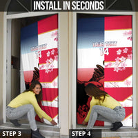 USA and Japan Rugby Custom Door Cover Eagles Brave Blossoms Together Pacific - Polynesian Pride