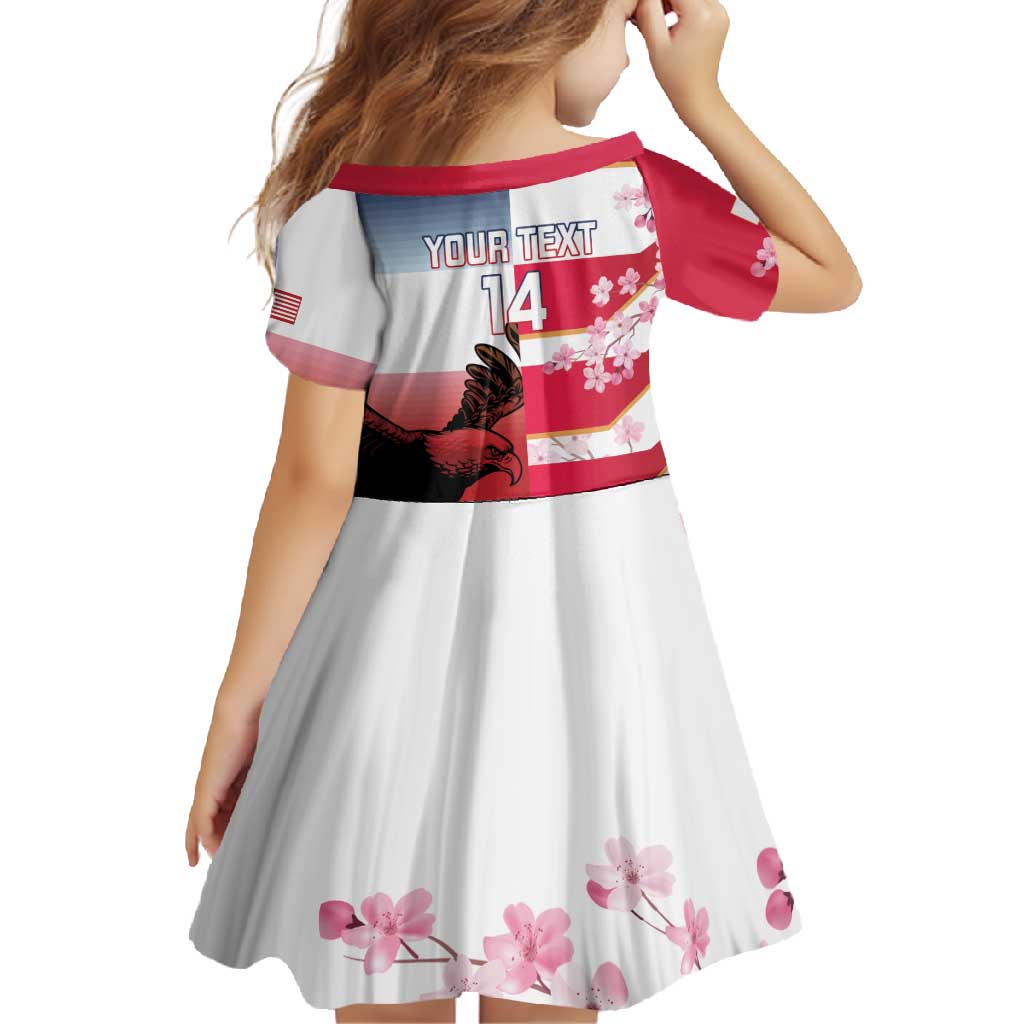 USA and Japan Rugby Custom Family Matching Long Sleeve Bodycon Dress and Hawaiian Shirt Eagles Brave Blossoms Together Pacific - Polynesian Pride