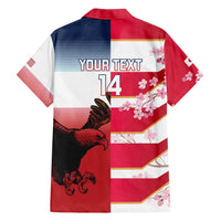 USA and Japan Rugby Custom Family Matching Off Shoulder Maxi Dress and Hawaiian Shirt Eagles Brave Blossoms Together Pacific - Polynesian Pride