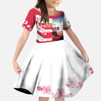 USA and Japan Rugby Custom Family Matching Short Sleeve Bodycon Dress and Hawaiian Shirt Eagles Brave Blossoms Together Pacific - Polynesian Pride