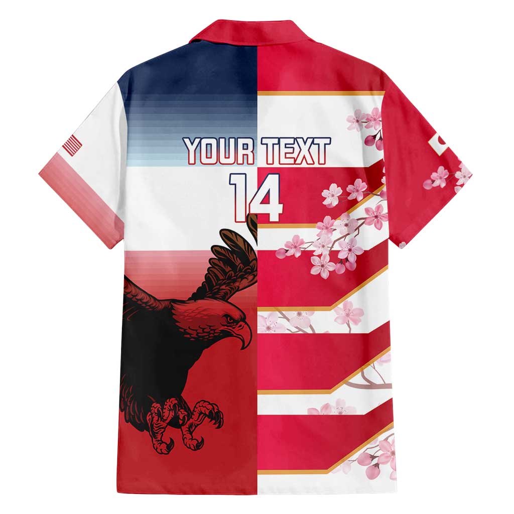 USA and Japan Rugby Custom Family Matching Tank Maxi Dress and Hawaiian Shirt Eagles Brave Blossoms Together Pacific - Polynesian Pride