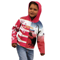 USA and Japan Rugby Custom Kid Hoodie Eagles Brave Blossoms Together Pacific - Polynesian Pride