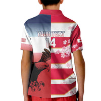 USA and Japan Rugby Custom Kid Polo Shirt Eagles Brave Blossoms Together Pacific - Polynesian Pride