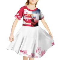 USA and Japan Rugby Custom Kid Short Sleeve Dress Eagles Brave Blossoms Together Pacific - Polynesian Pride