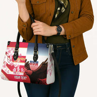 USA and Japan Rugby Custom Leather Bag Eagles Brave Blossoms Together Pacific - Polynesian Pride