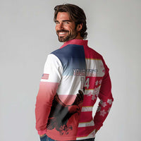 USA and Japan Rugby Custom Long Sleeve Polo Shirt Eagles Brave Blossoms Together Pacific - Polynesian Pride