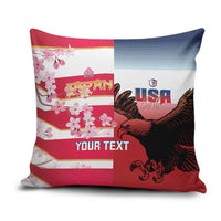 USA and Japan Rugby Custom Pillow Cover Eagles Brave Blossoms Together Pacific - Polynesian Pride