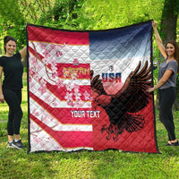 USA and Japan Rugby Custom Quilt Eagles Brave Blossoms Together Pacific - Polynesian Pride