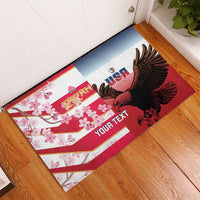 USA and Japan Rugby Custom Rubber Doormat Eagles Brave Blossoms Together Pacific - Polynesian Pride