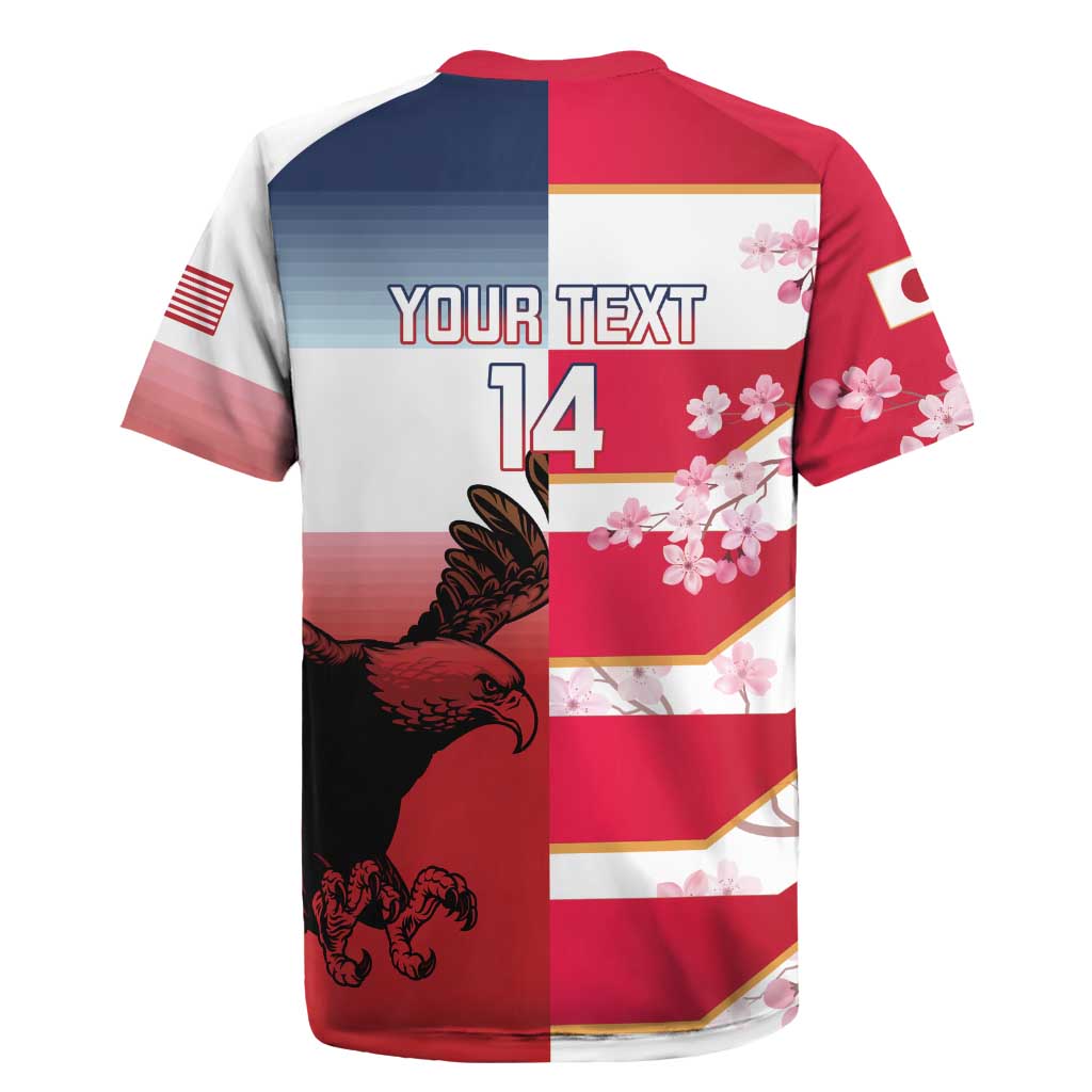 USA and Japan Rugby Custom Rugby Jersey Eagles Brave Blossoms Together Pacific - Polynesian Pride