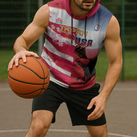 USA and Japan Rugby Custom Sleeveless Hoodie Eagles Brave Blossoms Together Pacific - Polynesian Pride