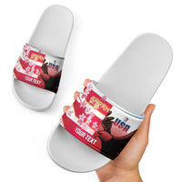 USA and Japan Rugby Custom Slide Sandals Eagles Brave Blossoms Together Pacific - Polynesian Pride