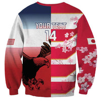 USA and Japan Rugby Custom Sweatshirt Eagles Brave Blossoms Together Pacific - Polynesian Pride