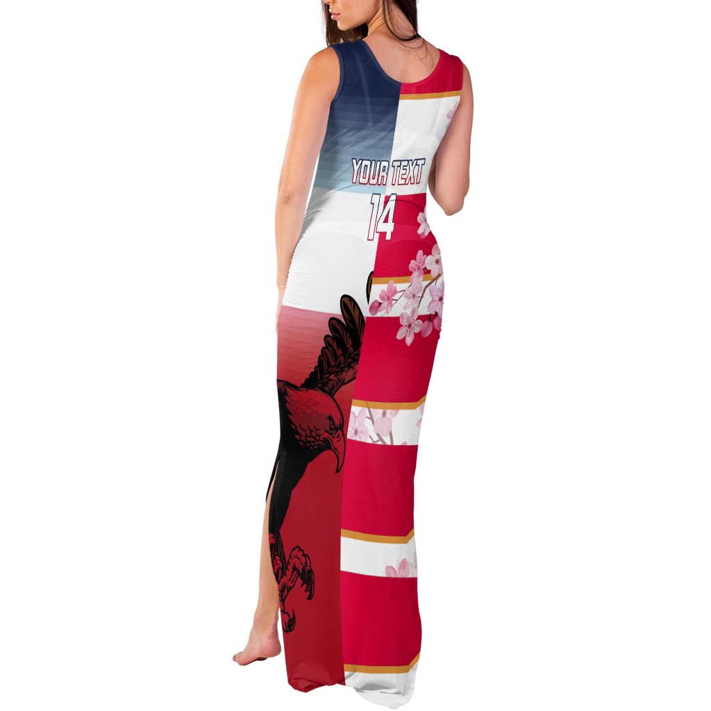 USA and Japan Rugby Custom Tank Maxi Dress Eagles Brave Blossoms Together Pacific - Polynesian Pride