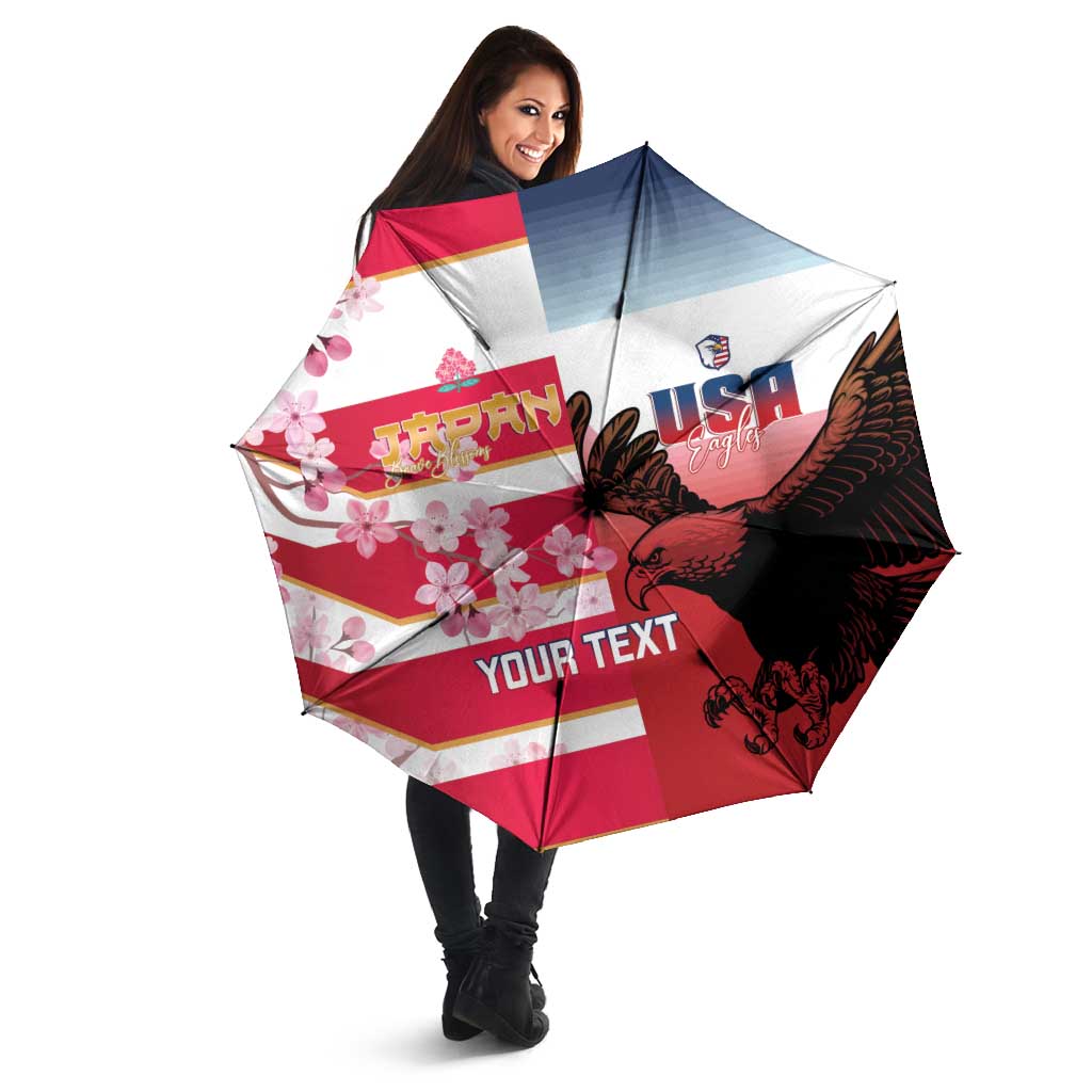 USA and Japan Rugby Custom Umbrella Eagles Brave Blossoms Together Pacific - Polynesian Pride