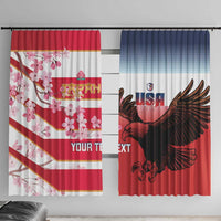 USA and Japan Rugby Custom Window Curtain Eagles Brave Blossoms Together Pacific - Polynesian Pride
