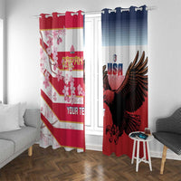 USA and Japan Rugby Custom Window Curtain Eagles Brave Blossoms Together Pacific - Polynesian Pride