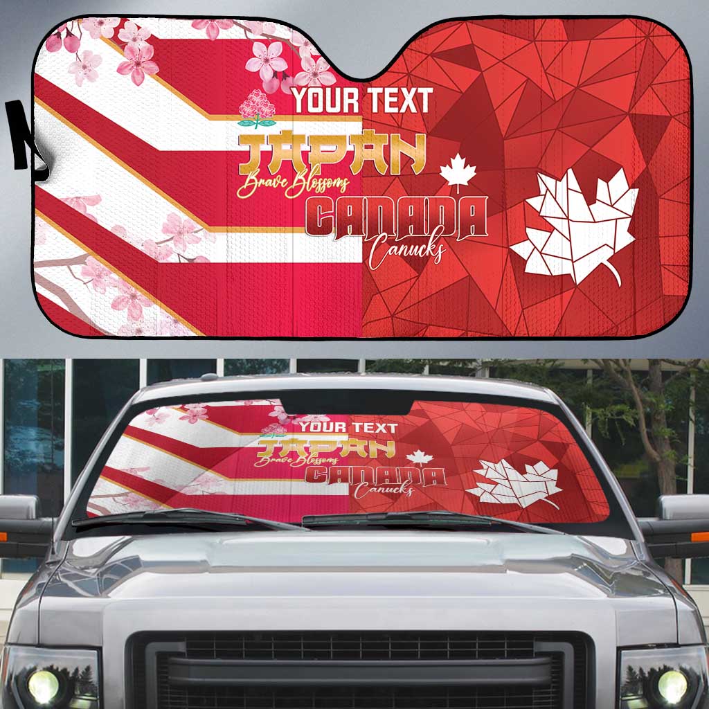 Canada and Japan Rugby Custom Auto Sun Shade Canucks Brave Blossoms Together Pacific - Polynesian Pride