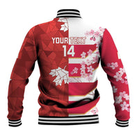 Canada and Japan Rugby Custom Baseball Jacket Canucks Brave Blossoms Together Pacific - Polynesian Pride