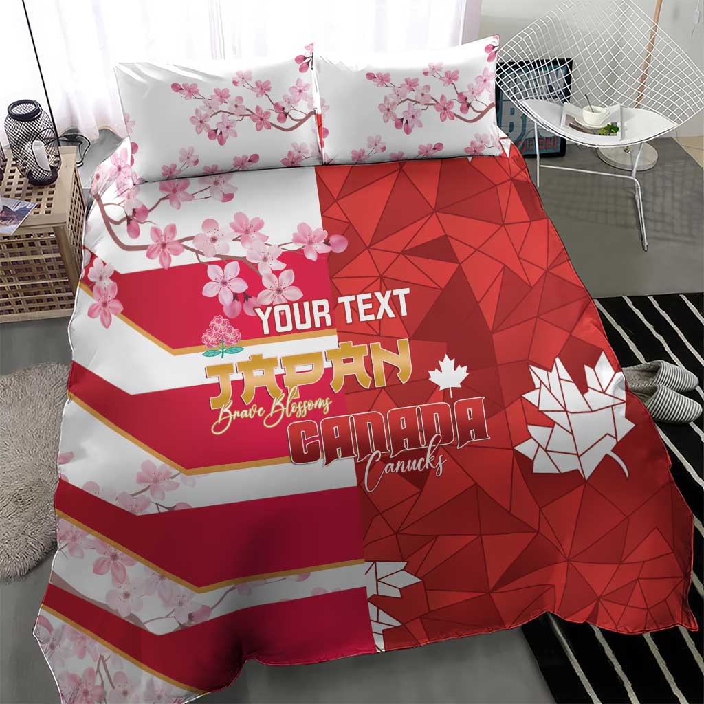 Canada and Japan Rugby Custom Bedding Set Canucks Brave Blossoms Together Pacific - Polynesian Pride