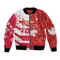 Canada and Japan Rugby Custom Bomber Jacket Canucks Brave Blossoms Together Pacific - Polynesian Pride