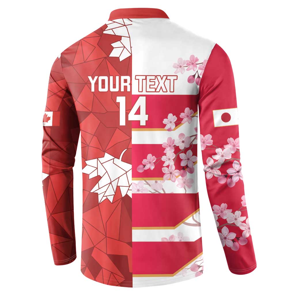 Canada and Japan Rugby Custom Button Sweatshirt Canucks Brave Blossoms Together Pacific - Polynesian Pride