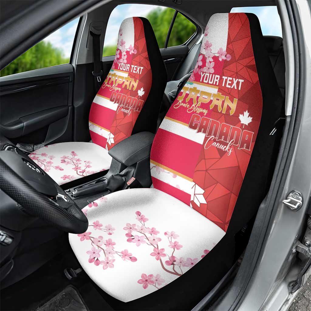Canada and Japan Rugby Custom Car Seat Cover Canucks Brave Blossoms Together Pacific - Polynesian Pride