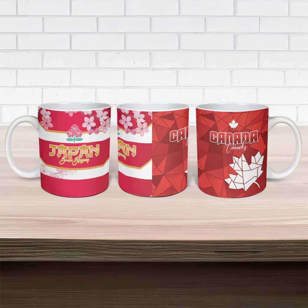Canada and Japan Rugby Ceramic Mug Canucks Brave Blossoms Together Pacific - Polynesian Pride