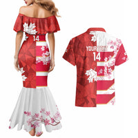 Canada and Japan Rugby Custom Couples Matching Mermaid Dress and Hawaiian Shirt Canucks Brave Blossoms Together Pacific - Polynesian Pride