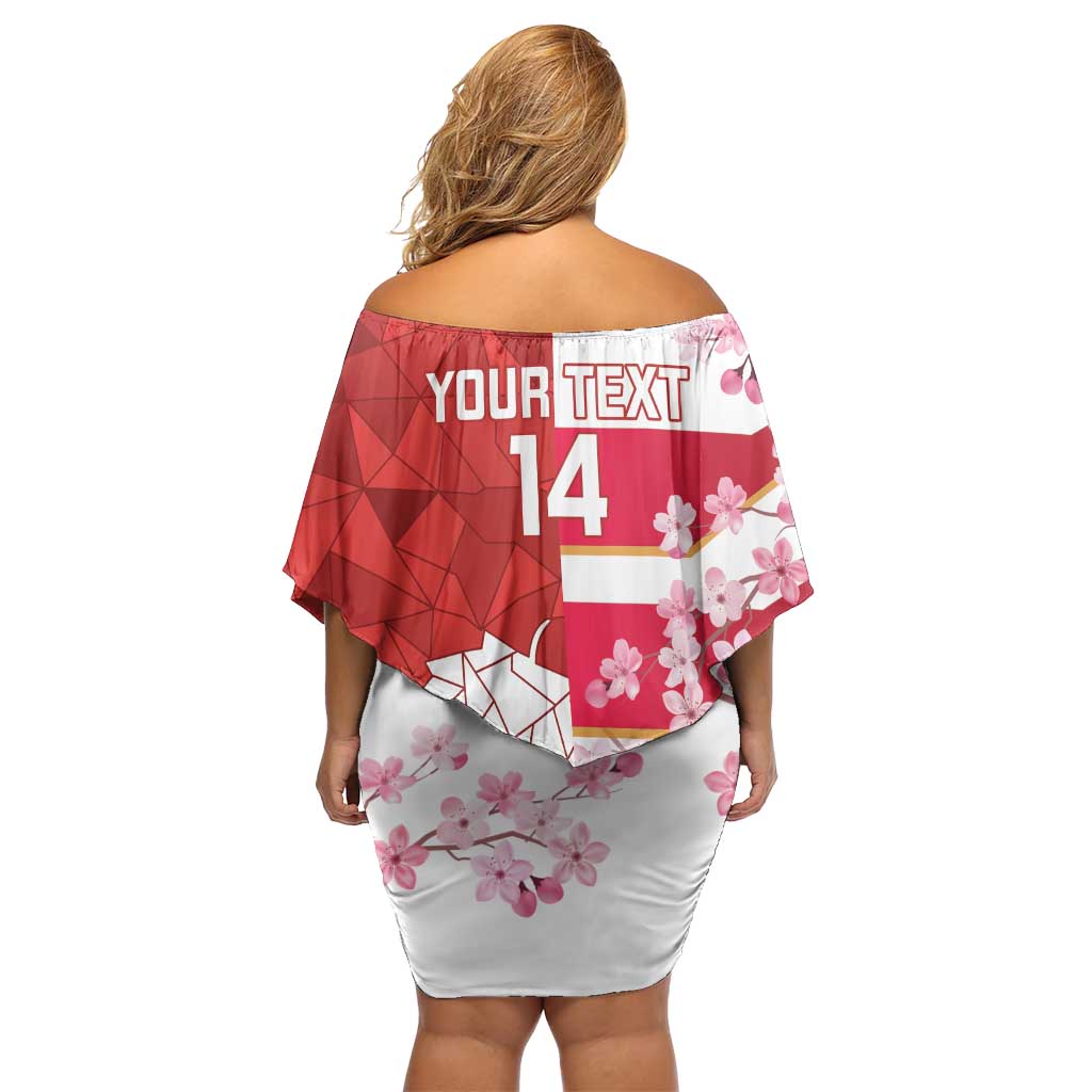 Canada and Japan Rugby Custom Family Matching Off Shoulder Short Dress and Hawaiian Shirt Canucks Brave Blossoms Together Pacific - Polynesian Pride