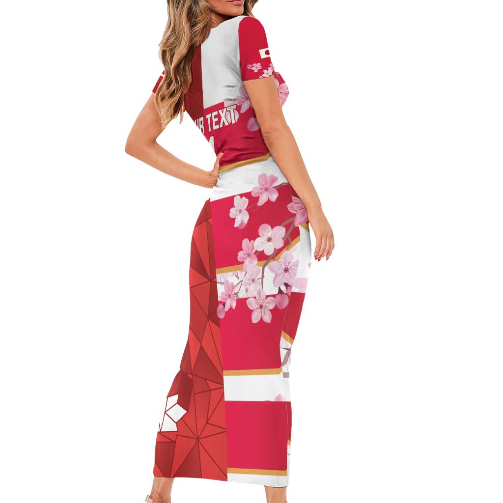 Canada and Japan Rugby Custom Family Matching Short Sleeve Bodycon Dress and Hawaiian Shirt Canucks Brave Blossoms Together Pacific - Polynesian Pride