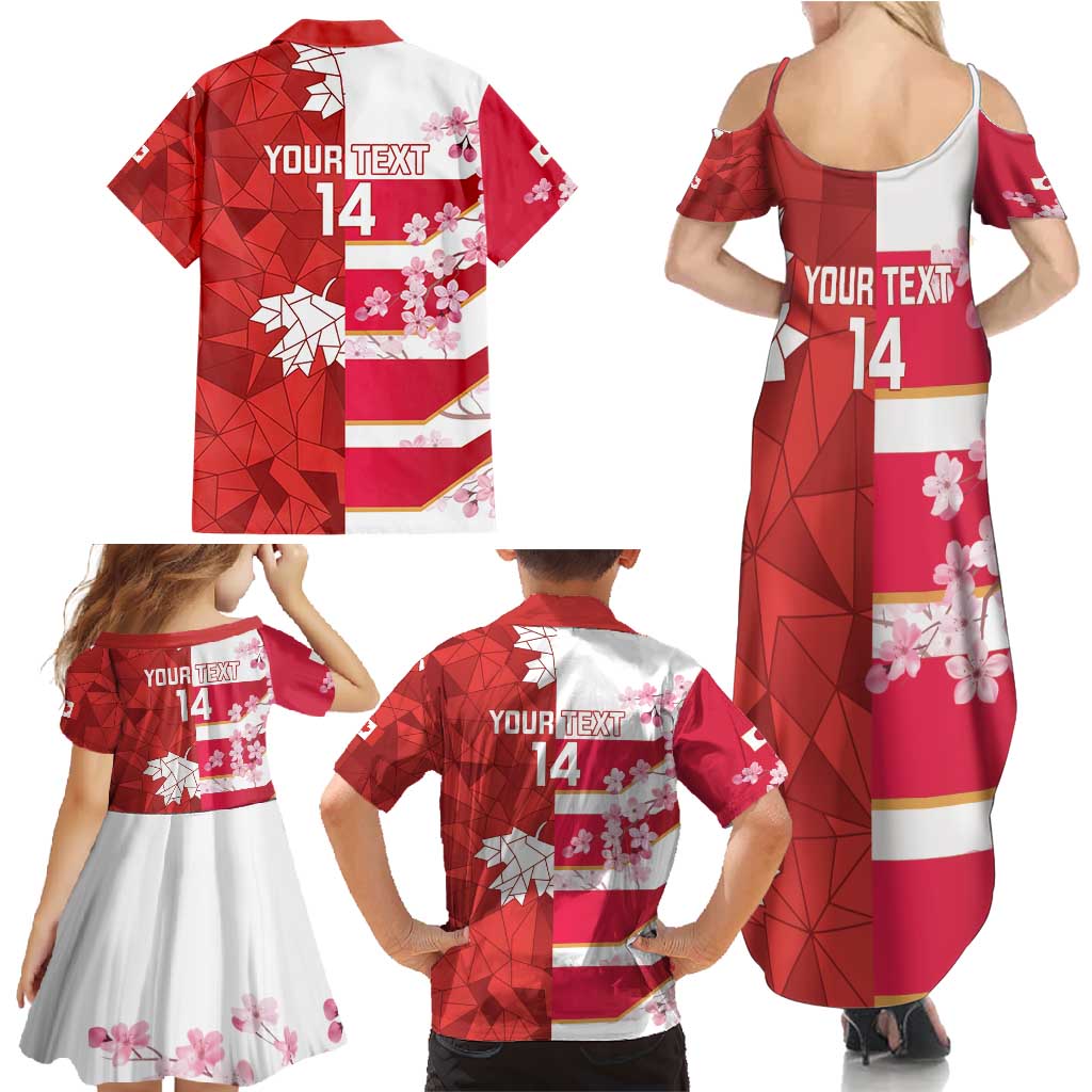 Canada and Japan Rugby Custom Family Matching Summer Maxi Dress and Hawaiian Shirt Canucks Brave Blossoms Together Pacific - Polynesian Pride