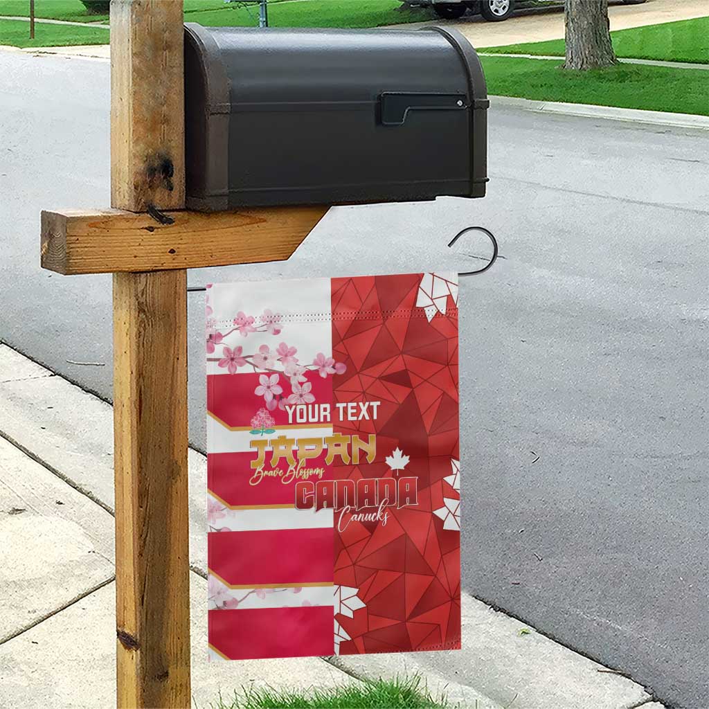 Canada and Japan Rugby Custom Garden Flag Canucks Brave Blossoms Together Pacific - Polynesian Pride