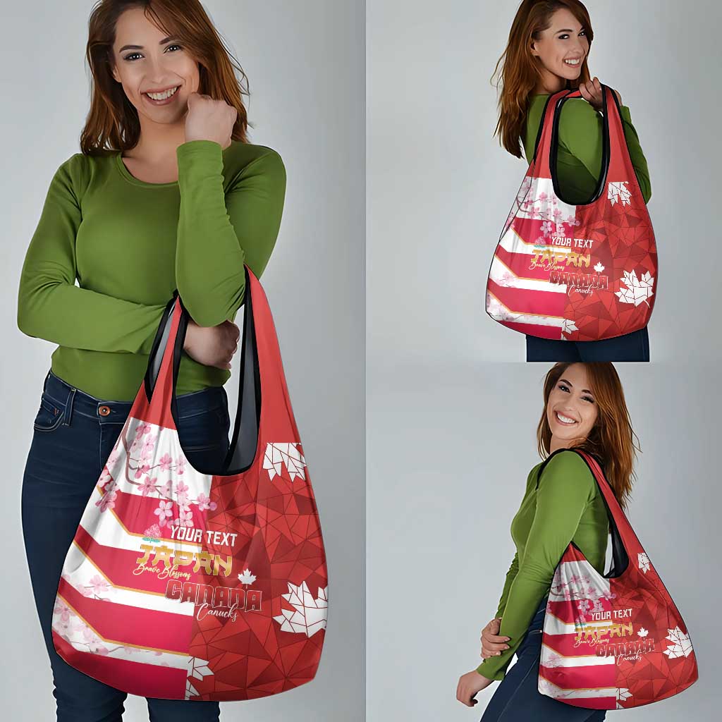 Canada and Japan Rugby Custom Grocery Bag Canucks Brave Blossoms Together Pacific - Polynesian Pride