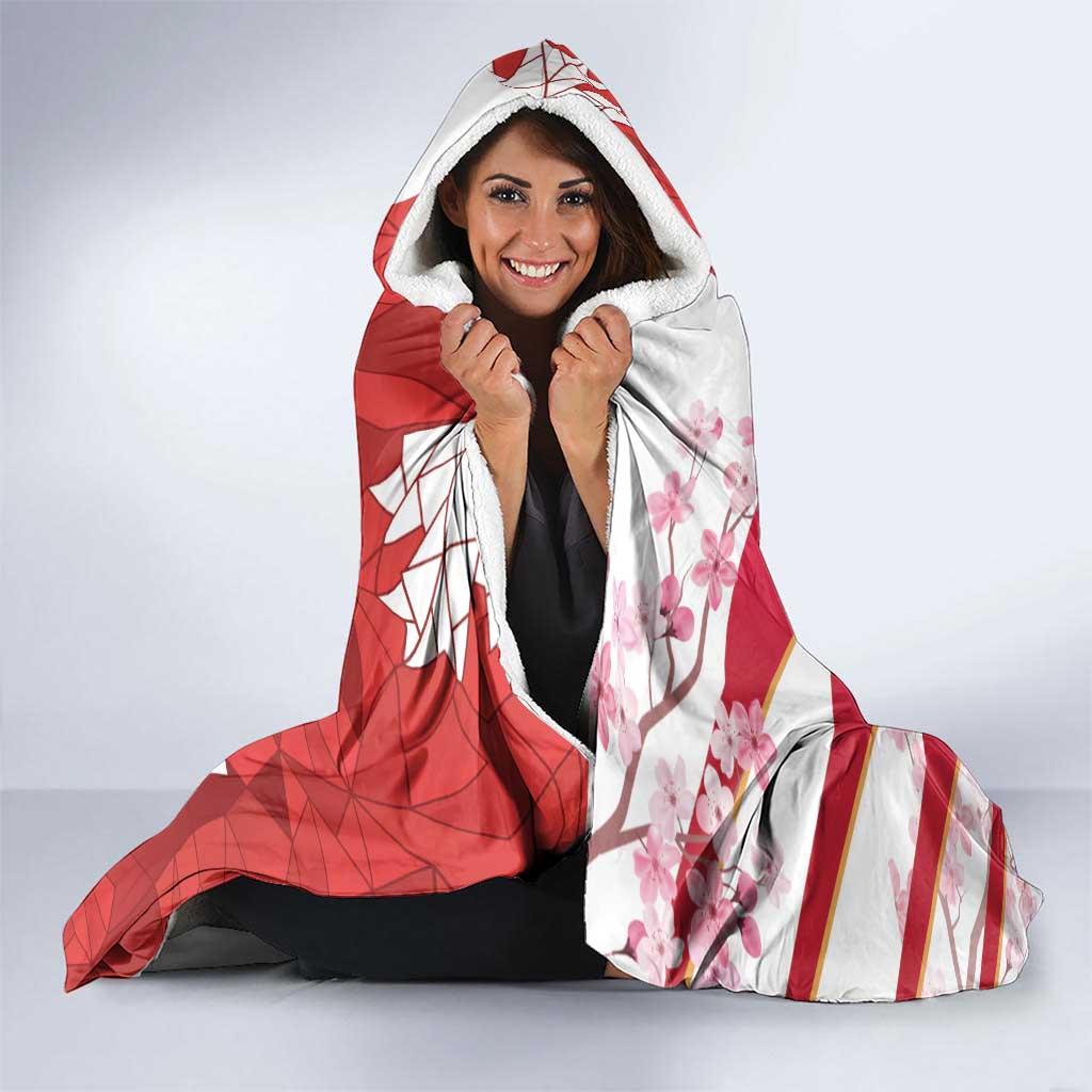 Canada and Japan Rugby Custom Hooded Blanket Canucks Brave Blossoms Together Pacific - Polynesian Pride