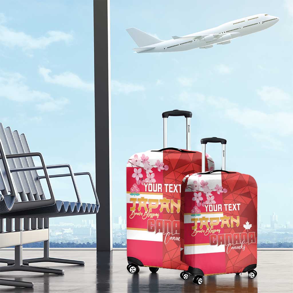 Canada and Japan Rugby Custom Luggage Cover Canucks Brave Blossoms Together Pacific - Polynesian Pride