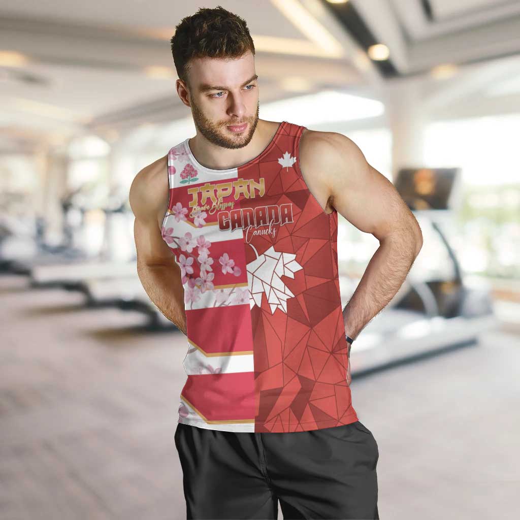 Canada and Japan Rugby Custom Men Tank Top Canucks Brave Blossoms Together Pacific - Polynesian Pride