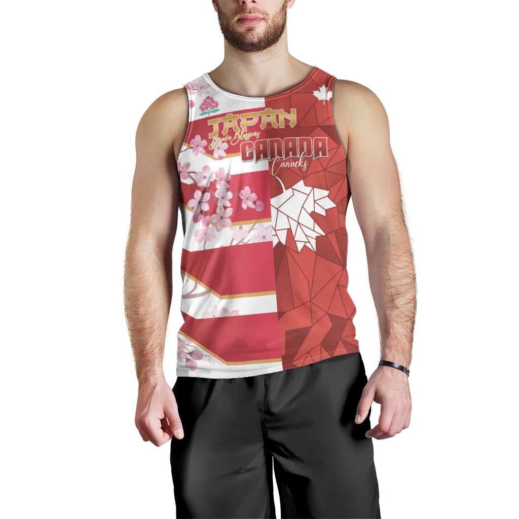Canada and Japan Rugby Custom Men Tank Top Canucks Brave Blossoms Together Pacific - Polynesian Pride