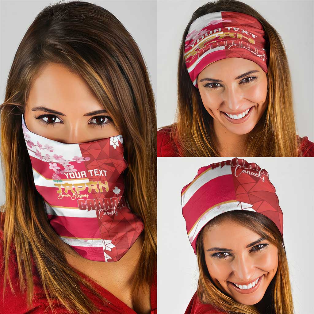 Canada and Japan Rugby Custom Neck Gaiter Canucks Brave Blossoms Together Pacific - Polynesian Pride
