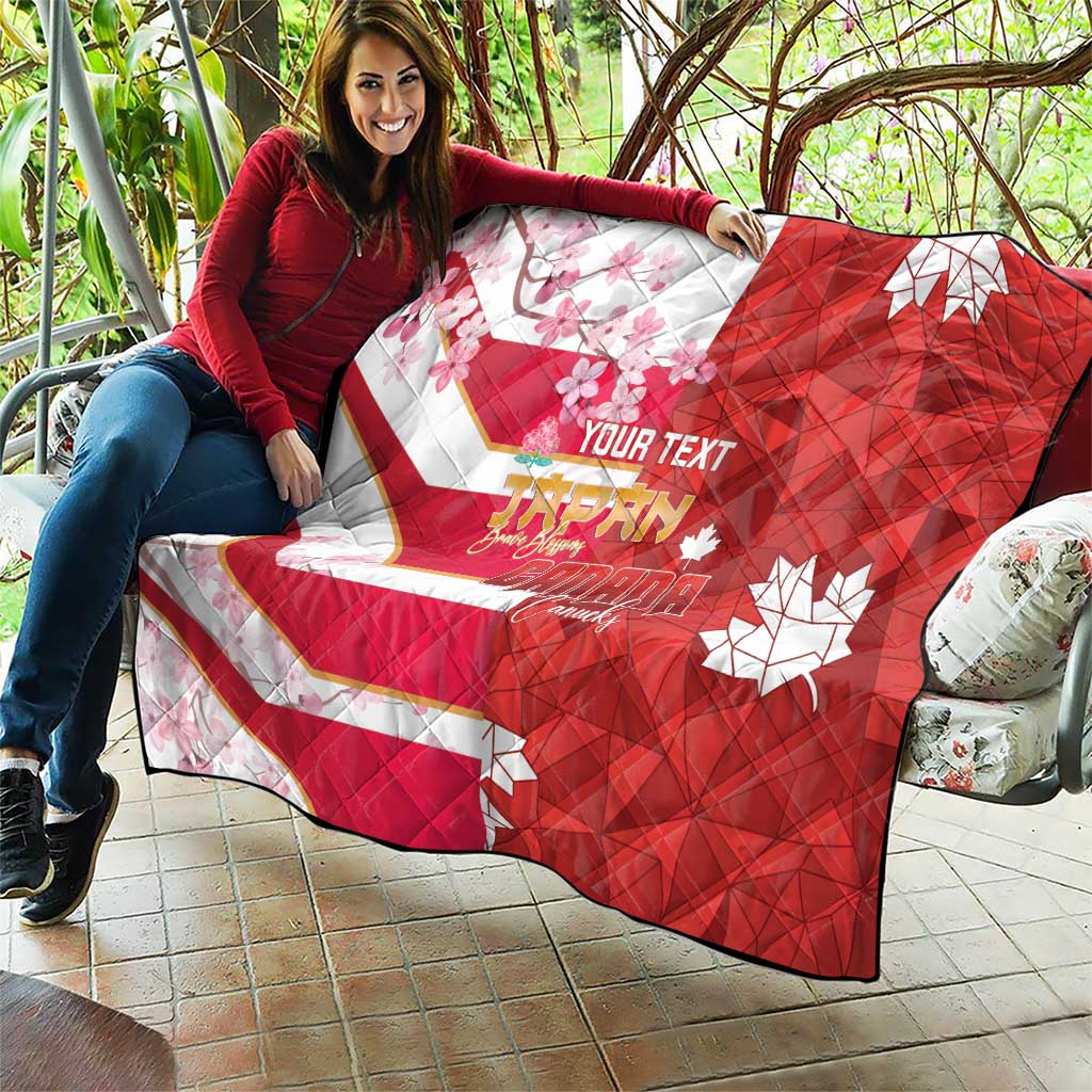Canada and Japan Rugby Custom Quilt Canucks Brave Blossoms Together Pacific - Polynesian Pride