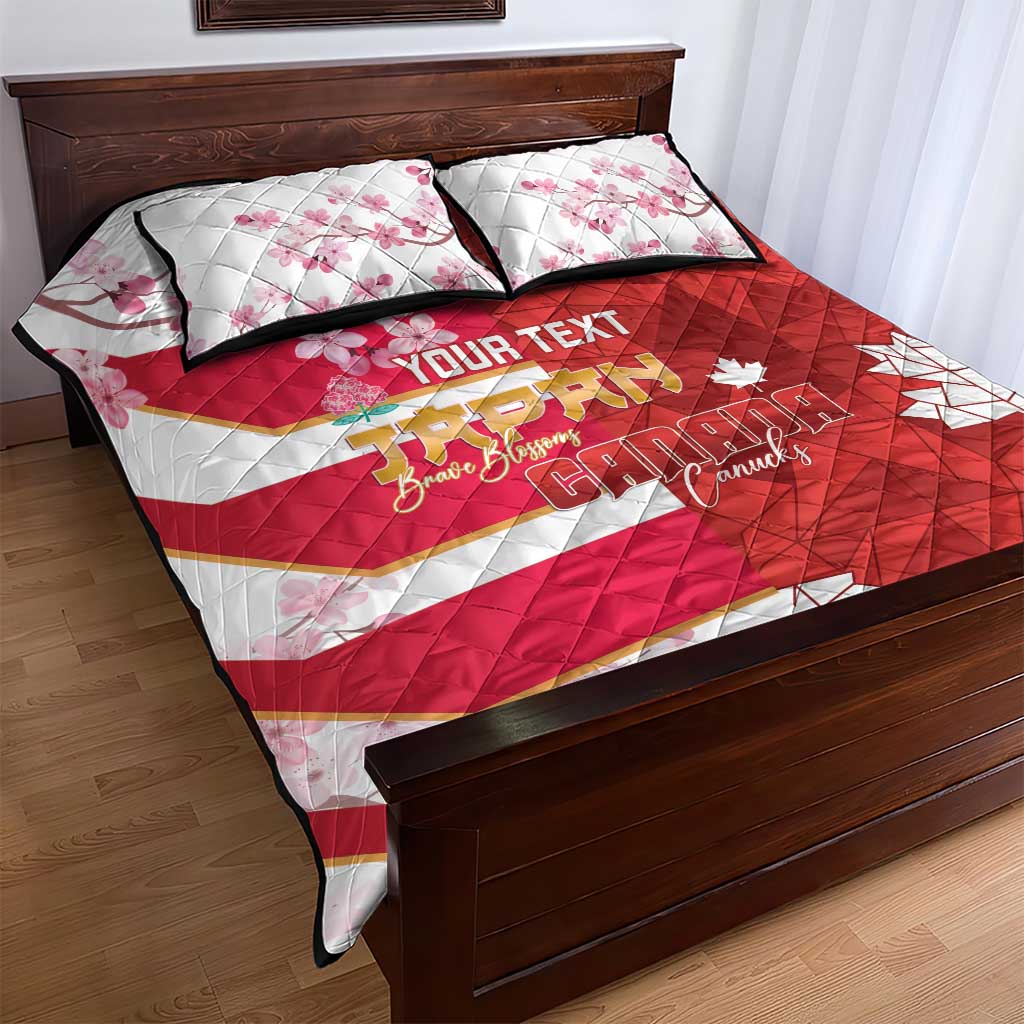 Canada and Japan Rugby Custom Quilt Bed Set Canucks Brave Blossoms Together Pacific - Polynesian Pride
