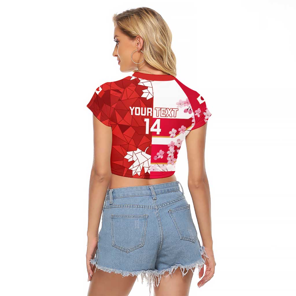 Canada and Japan Rugby Custom Raglan Cropped T Shirt Canucks Brave Blossoms Together Pacific - Polynesian Pride