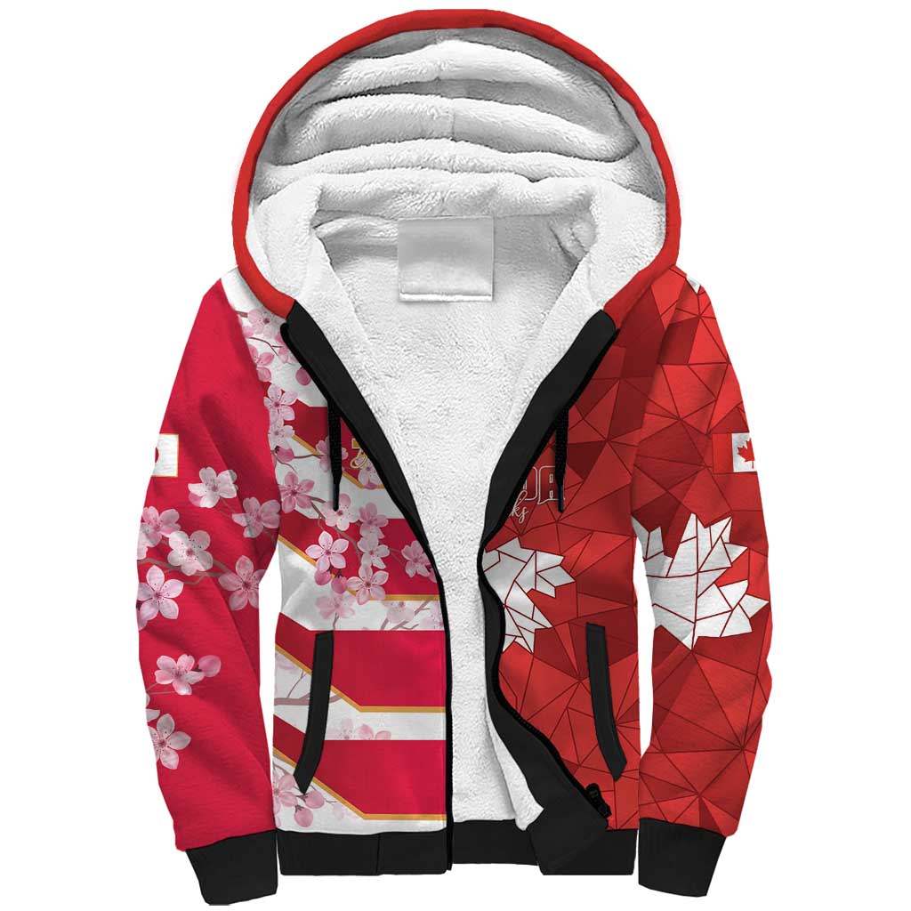 Canada and Japan Rugby Custom Sherpa Hoodie Canucks Brave Blossoms Together Pacific - Polynesian Pride