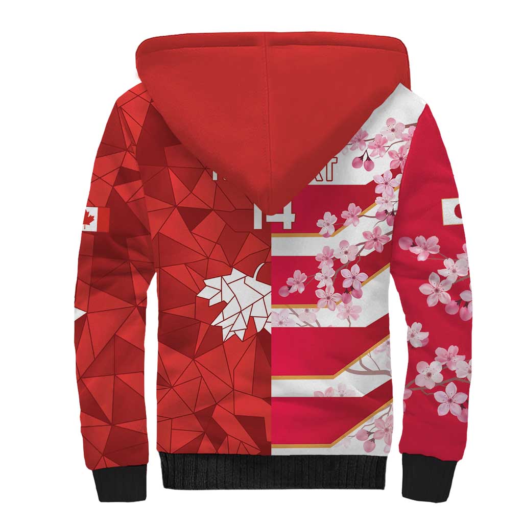 Canada and Japan Rugby Custom Sherpa Hoodie Canucks Brave Blossoms Together Pacific - Polynesian Pride